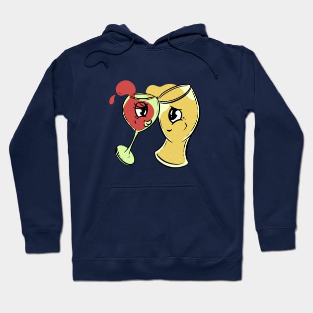 Alcohol Beer and Wine Love Mascot Cartoon Drunk Hoodie by Squeeb Creative